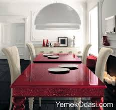 Kirmizi Beyaz Yemek Odasi 2 Mobilya Tasarimi Yemek Odasi Tasarim