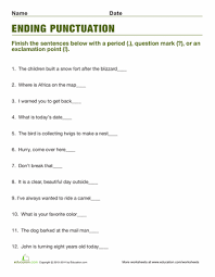 End Punctuation Worksheet Education Com Punctuation Worksheets 2nd Grade Worksheets Punctuation