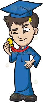A Guy Checking Out His Graduation Medal Award Cartoon Stock Clipart Vector Toons Dekorasi