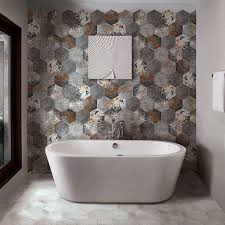 Cir Miami Florida Grey Esagona S 6 Dekorset 24 X 27 7 Cm Badezimmer Einrichtung Feinsteinzeug Und Fliesenkleber