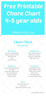 Printable Preschooler Chore Chart Aileen Cooks Chore Chart 5 Year Old Chores 4 Year Old Chores