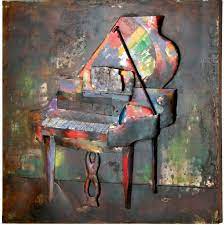 Tableau moderne par l'artiste peintre john beckley, peinture moderne peinte à la main. Tableau Metal Art 3d En Relief Tableaux Deco Metallique