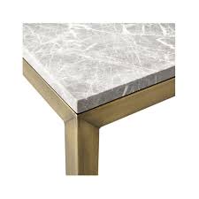 Parsons Grey Marble Top Brass Base 20x24 End Table Crate And Barrel In 2020 High Dining Table Coffee Table Pub Table Sets