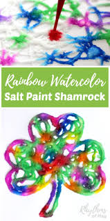 Rainbow Shamrock Salt Painting Art Project St Patricks Day Crafts For Kids St Patrick S Day Crafts Shamrock Art Projects