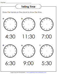 Telling Time Worksheets Hour And Half Hour Time Worksheets Telling Time Worksheets Kids Math Worksheets