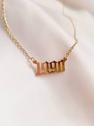 Birth Year Gold Necklace Monogram Necklace Aesthetic Etsy Monogram Necklace Cute Jewelry Gold Necklace