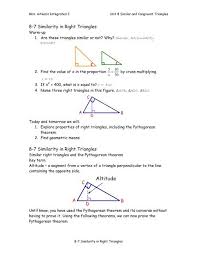 › right triangles and trigonometry answer key. 8 7 Similarity In Right Triangles 8 7 Similarity In Right Triangles