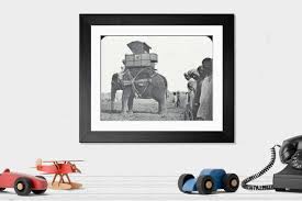 Print of India - Hunting Elephant with Sporting Howdah in Black and White. Art Prints, Posters & Puzzles from Mary Evans