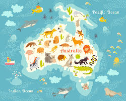 Animals World Map Australia Australia Map Animal Posters Posters Australia