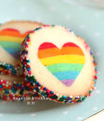 Valentine Rainbow Heart Cookies Eugenie Cookies Recipe Heart Cookies Rainbow Food Rainbow Cookies