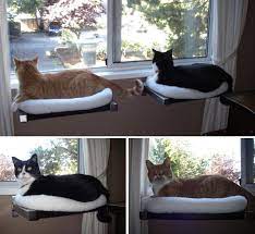 Hilary S Diy Window Perches With Cozy Fleece Beds Hauspanther Cat Window Perch Diy Cat Bed Cat Diy