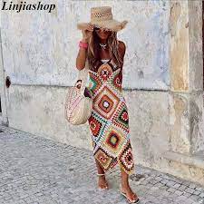Avvolgi una camicia oversize a maniche lunghe intorno al petto e sotto le ascelle. Fatti A Mano Midi Vestito Delle Donne Della Cinghia Di Spaghetti Backless Scava Fuori Senza Maniche Spiaggia Vestito Lavorato A Maglia Abiti Aliexpress