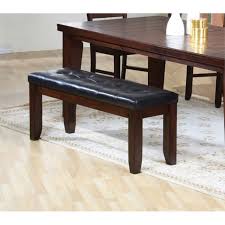 Seamed edges, button tufts and brass upholstery tacks lend a strong luxurious appearance to this newly revived footrest a. Acme Urban Faux Leather Dining Bench In Black And Cherry 04625