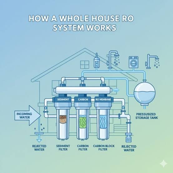 Whole house water filtration layout, AI generated