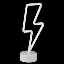 11 5 White Battery Operated Neon Style Led Lightening Bolt Table Light In 2020 Lightening Bolt Light Table Neon Fashion
