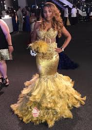 Absolutely Stunning Golden Mermaid Feather Prom Gown Prom Girl Dresses Prom Outfits Summer Prom Dress