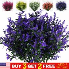Plastic Artificial Flowers Plants Lavender Light Purple Outdoor Grass Garden For Sale Online Ebay
