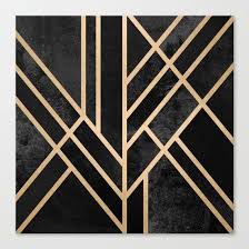 Black And Gold Artwork Art Deco Black Canvas Print By Elisabeth Fredriksson Art Deco Design Graphics Art Deco Pattern Art Deco Posters