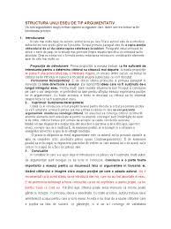 Cuprinsul trebuie sa cuprinda intamplarile, actiunile, etcc 3. Structura Unui Eseu De Tip Argumentativ
