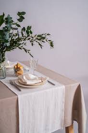 White Linen Table Runner Softened Linen Table Runner Etsy In 2020 Linen Table Runner Table Table Decorations