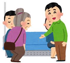 お婆さんに席を譲る人のイラスト | かわいいフリー素材集 いらすとや