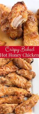 Crispy Baked Hot Honey Chicken Honey Baked Chicken Honey Chicken Recipe Hot Honey Recipe