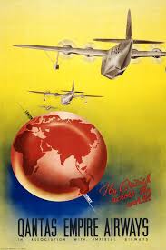 Qantas Empire Airways Poster London Sydney By Flying Boat Etsy Vintage Airline Posters Vintage Travel Posters Vintage Airlines