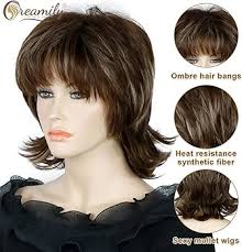 Creamily Brown Mullet Wig Shaggy Layered Fluffy Wig 80s Rocker Wig for  Women Brown Curly Wig Heat Resistant Cosplay Halloween Costume Hair  Replacement Wigs: Buy Online at Best Price in UAE -