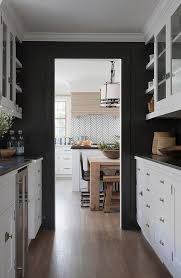 White Butler Pantry Cabinets With Black Walls Transitional Kitchen Paint For Kitchen Walls Kitchen Cabinets Black And White Black Walls