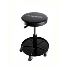 A rolling balance stool with wheels that conveniently slides into place or out of the way. Husky Heavy Duty Adjustable Height Rolling Shop Seat The Home Depot Canada