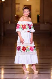 Multicolor Embroidered Off Shoulders Mexican Dress White Mexican Dresses Dresses Mexican Wedding Dress
