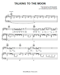Talking To The Moon Sheet Music Bruno Mars Sheetmusic Free Com