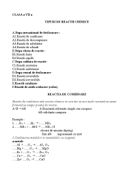 Lectii Tipuri De Reactii Chimice