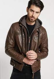 Serge Pariente Eric Hood Leather Jacket Mocca Zalando Co Uk Leather Jeans Men Leather Jacket Style Jackets Men Fashion