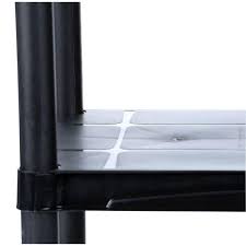 Hdx Black 4 Tier Plastic Garage Storage Shelving Unit 28 In W X 52 In H X 15 In D 17307263b The Home Depot Shelving Unit Storage Shelves Adjustable Shelving