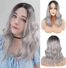 FESHFEN Natural Black to Platinum Grey Short Wavy Curly Lace Front Wig  Shoulder Length Short Wig for Women Daily 16 Inch 190g : Amazon.com.au:  Beauty