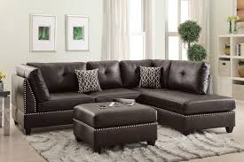 Kassa Mall Home Furniture F6974 Black Polyfiber Sectional Ottoman Sofa Set