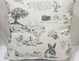 Envogue Easter Toile Throw Pillow Home Decor 20 X 20 Envogue Throw Pillows Pillows Rabbit Pillow