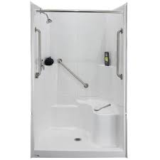 More than 242 lowes shower walls at pleasant prices up to 33 usd fast and free worldwide shipping! Laurel Mountain Saltillo One Piece White Acrylic One Piece Kit With Integrated Seat 36 In X 48 In Actual 36 In X 48 In Lowes Com Grab Bars In Bathroom One Piece Shower Shower Remodel