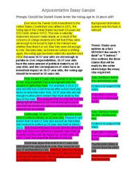 Annotated Sample Argumentative Essay High School Tpt