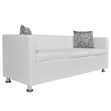 Couch / sofa weiß lederimitat klappcouch. Vidaxl 3 Sitzer Sofa Kunstleder Weiss Kaufland De