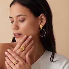 Myia Gold Coin Front Hoop Earrings