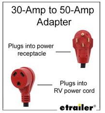 Kohree 30 amp to 50 amp rv plug adapter heavy duty dogbone electrical power adapter with grip handle, 30m/50f 125v/3750w, 18 inches 4.8 out of 5 stars 5,490 1 offer from $25.99 30 Amp And 50 Amp Rv Service 8 Things You Need To Know Etrailer Com
