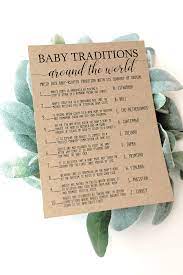 Baby Traditions Around The World Baby Shower Game Baby Etsy In 2021 Baby Shower Game Cards Boy Baby Shower Card Baby Shower Games