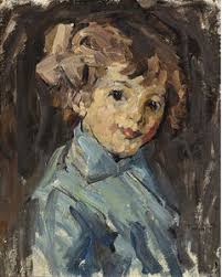 Get Art Reproductions Portrait Of A Young Girl In Blue by Joseph M Raphael  (1869-1950, United States)