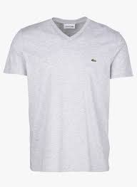 T Shirt Aus Pima Baumwolle Mit V Ausschnitt Regular Fit Argent Chine Lacoste Herren Place Des Tendances