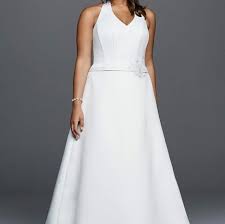 White by vera wang high neck halter wedding dress. David S Bridal Dresses Davids Bridal Halter Vneck Plus Size Wedding Poshmark