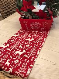 Christmas Table Runner Reindeer Table Runner Red Table Runner Deer Table Runner Chris Christmas Table Runner Christmas Decorations Rustic Holiday Decor
