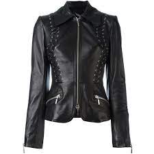 Plein Sud Fitted Leather Jacket 1 987 Liked On Polyvore Featuring Outerwear Jackets Black Leat Leather Jackets Women Leather Jacket Real Leather Jacket