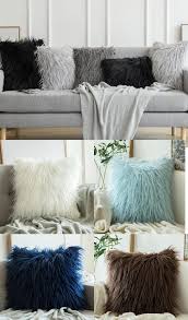 2pc Set Faux Fur Throw Pillow Covers For The Livingroom And Bedroom Throw Pillows Living Room Living Room Decor Brown Couch Throw Pillows